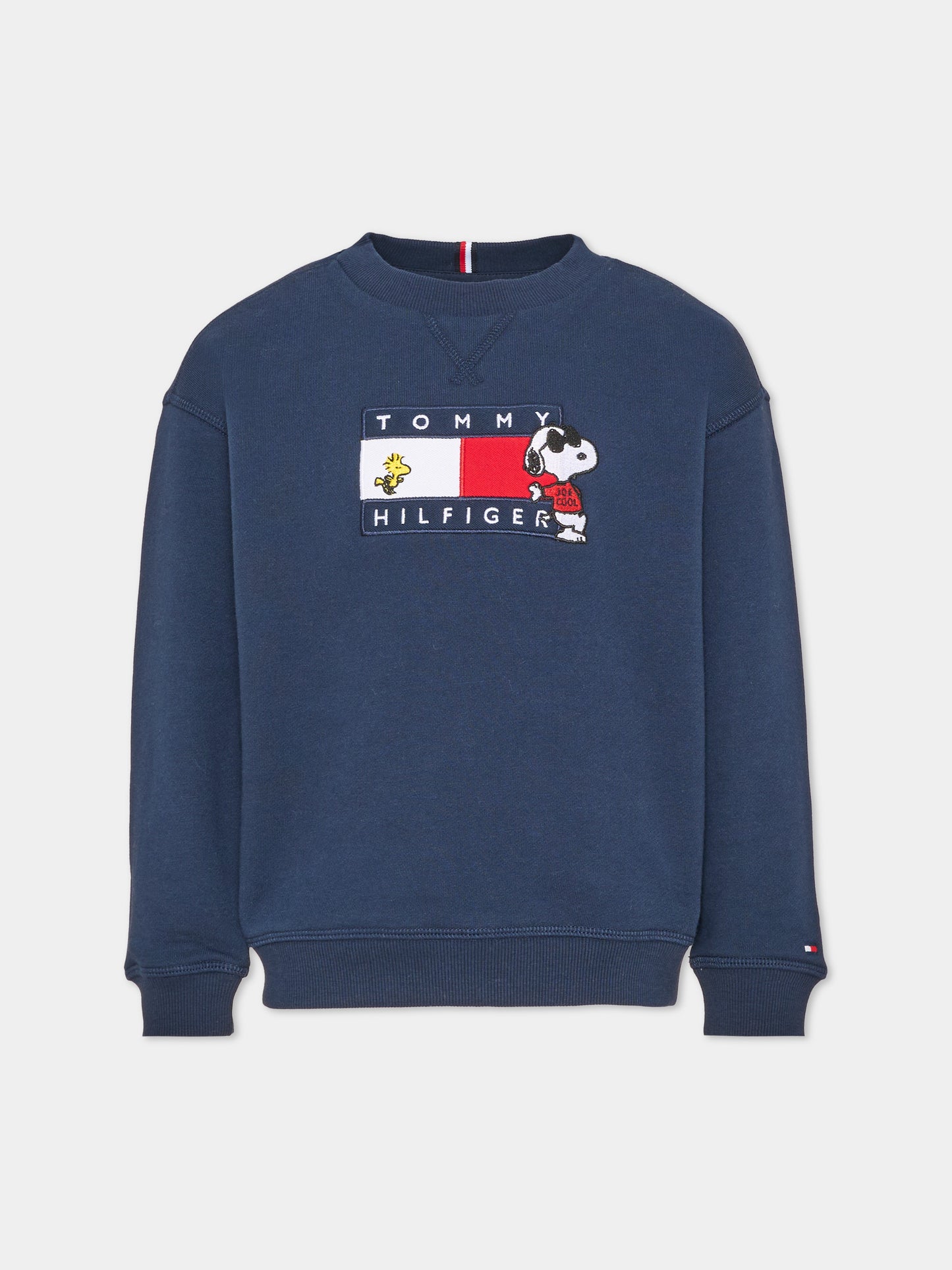 Felpa girocollo blu per bambini con logo