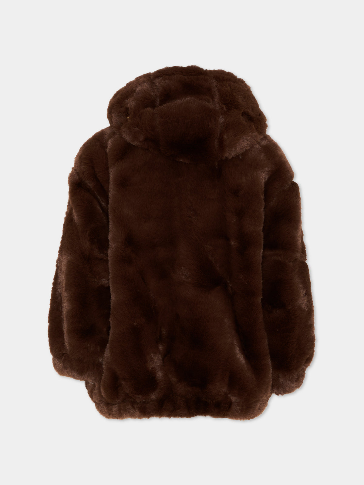 Ecopelliccia marrone con orecchie per bambina,Mini Rodini,2671011216