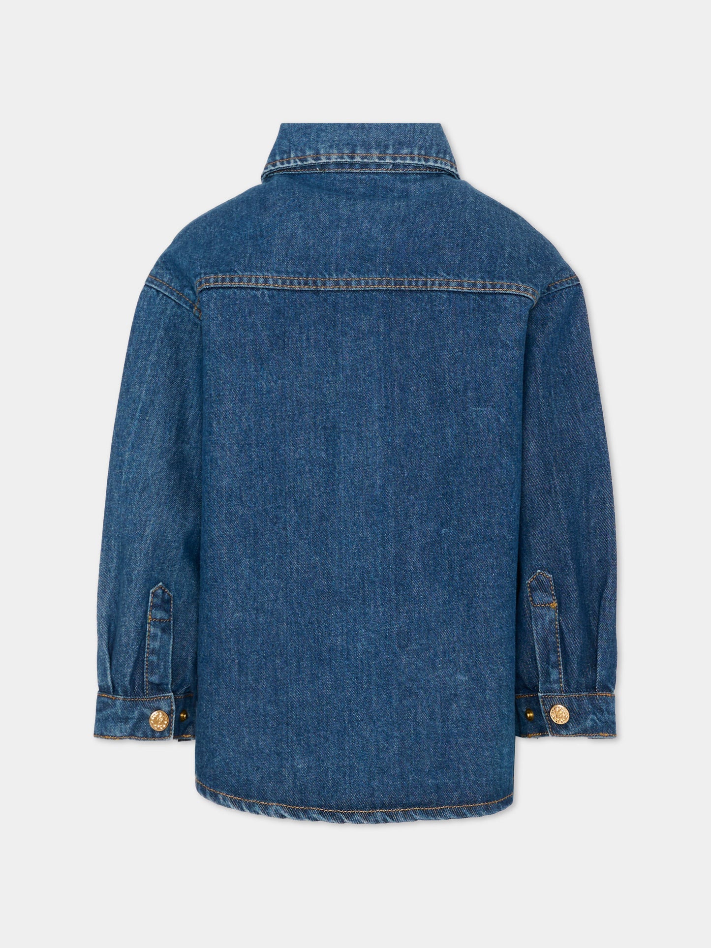 Giubbotto Di Jeans denim per bambina con strass,Roberto Cavalli Kids,CGA26002CA D.BLUE_MED