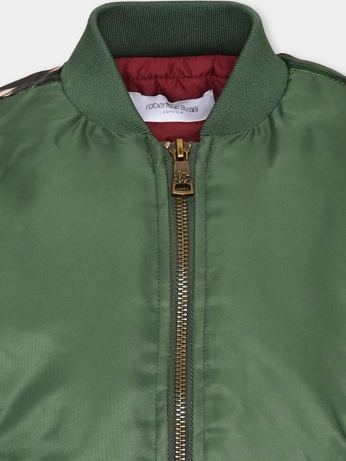 Bomber verde per bambino con stampa,Roberto Cavalli Kids,CBA26143GB GREEN_MYR.