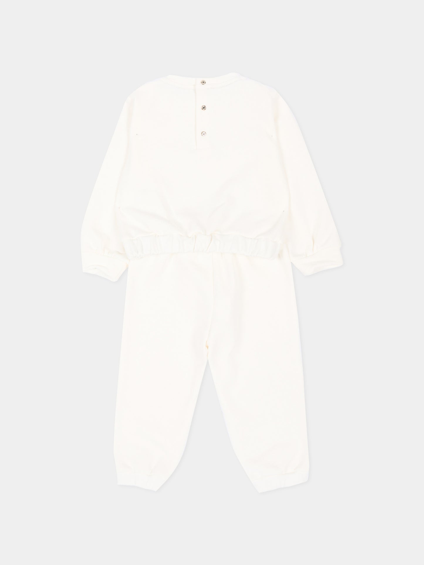 Completo sportivo lungo avorio per neonati con logo,Roberto Cavalli Kids,CIA26034CF AVOR.CC/AV