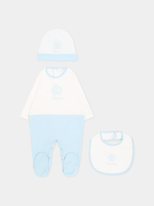Set tutina celeste per neonato con logo,Roberto Cavalli Kids,CLA26051TU SKYRIDE/A.