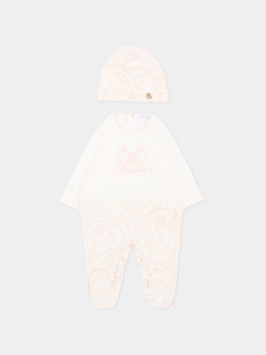 Set tutina rosa baroque per neonata con logo,Roberto Cavalli Kids,CLA26031TU AV.ROSA/A.