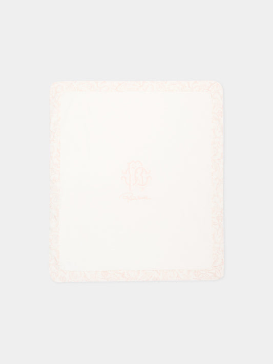 Coperta rosa per neonata con logo,Roberto Cavalli Kids,CLA26022CE AVV.ROSA