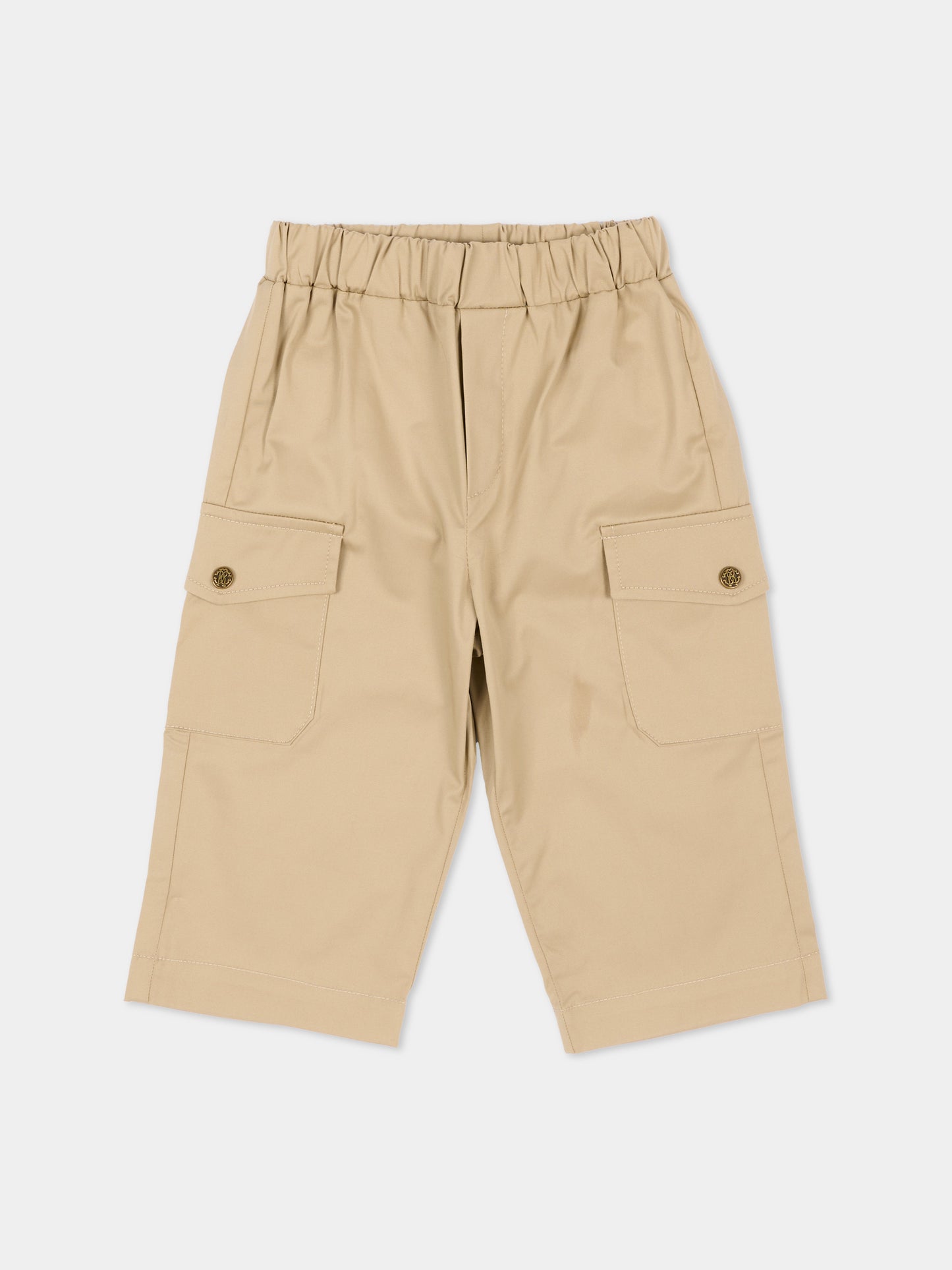 Pantalone beige per neonato cargo,Roberto Cavalli Kids,CIA26114PA BEIG.MARZ.