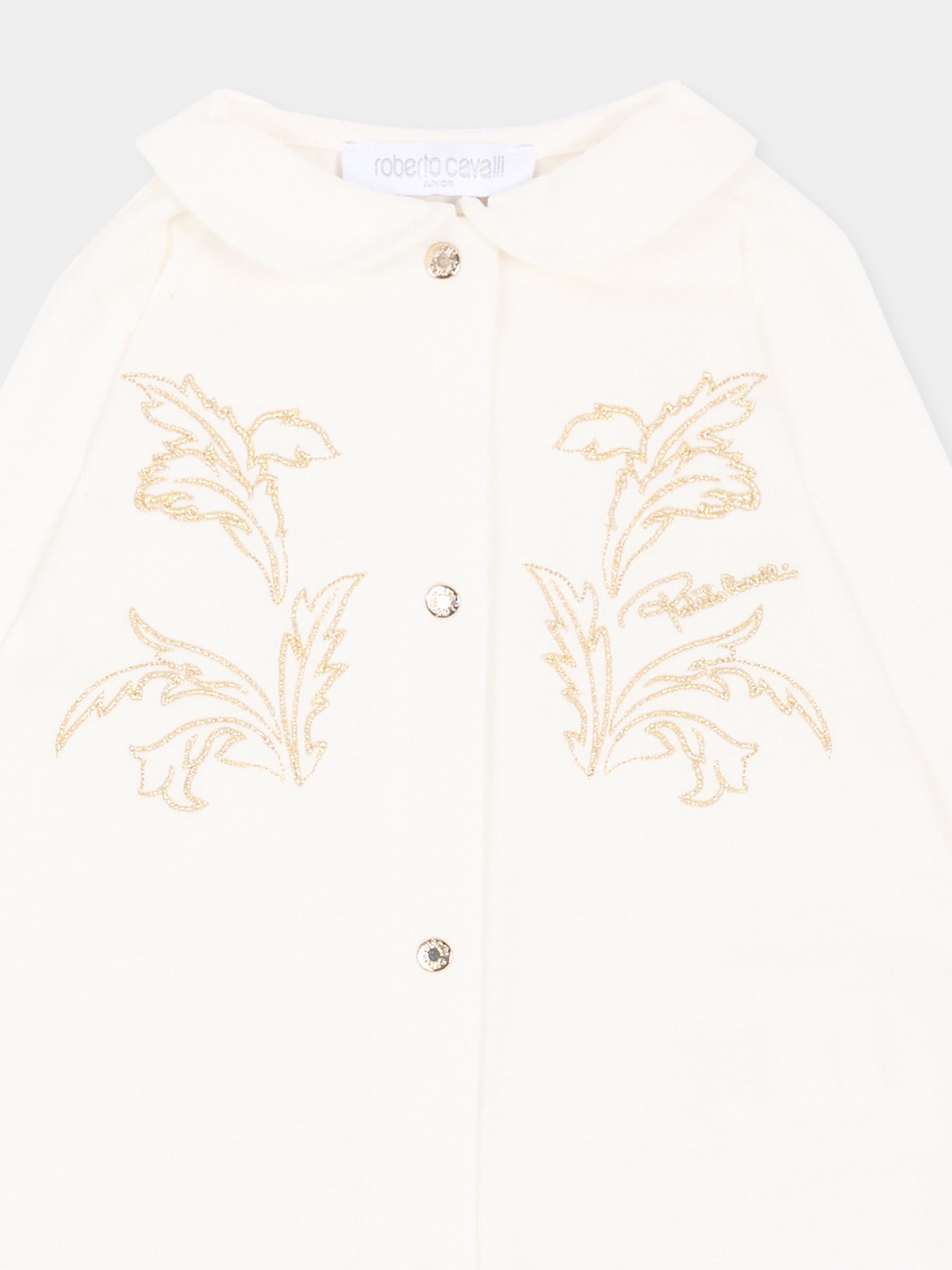 Set tutina avorio per neonati con ricamo,Roberto Cavalli Kids,CLA26030TU AVORIO_C.C