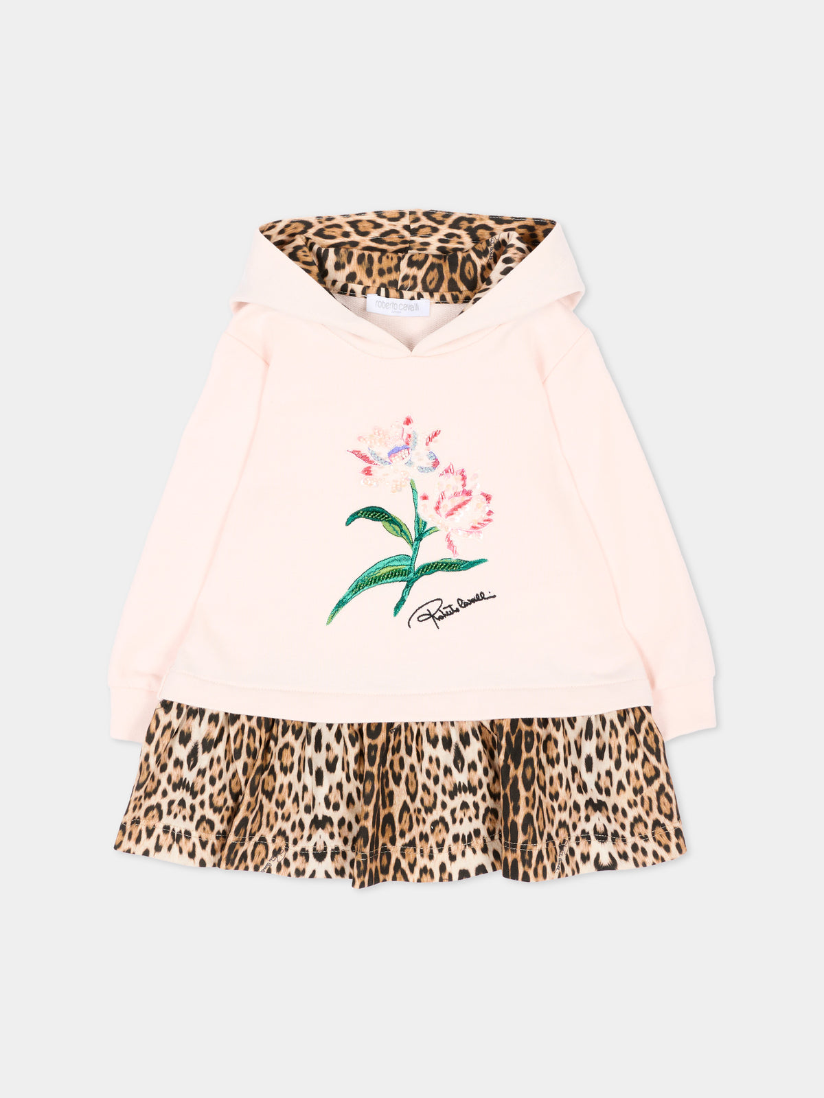 Vestito rosa per neonata animalier,Roberto Cavalli Kids,CIA26048VE PINK_H/G.N
