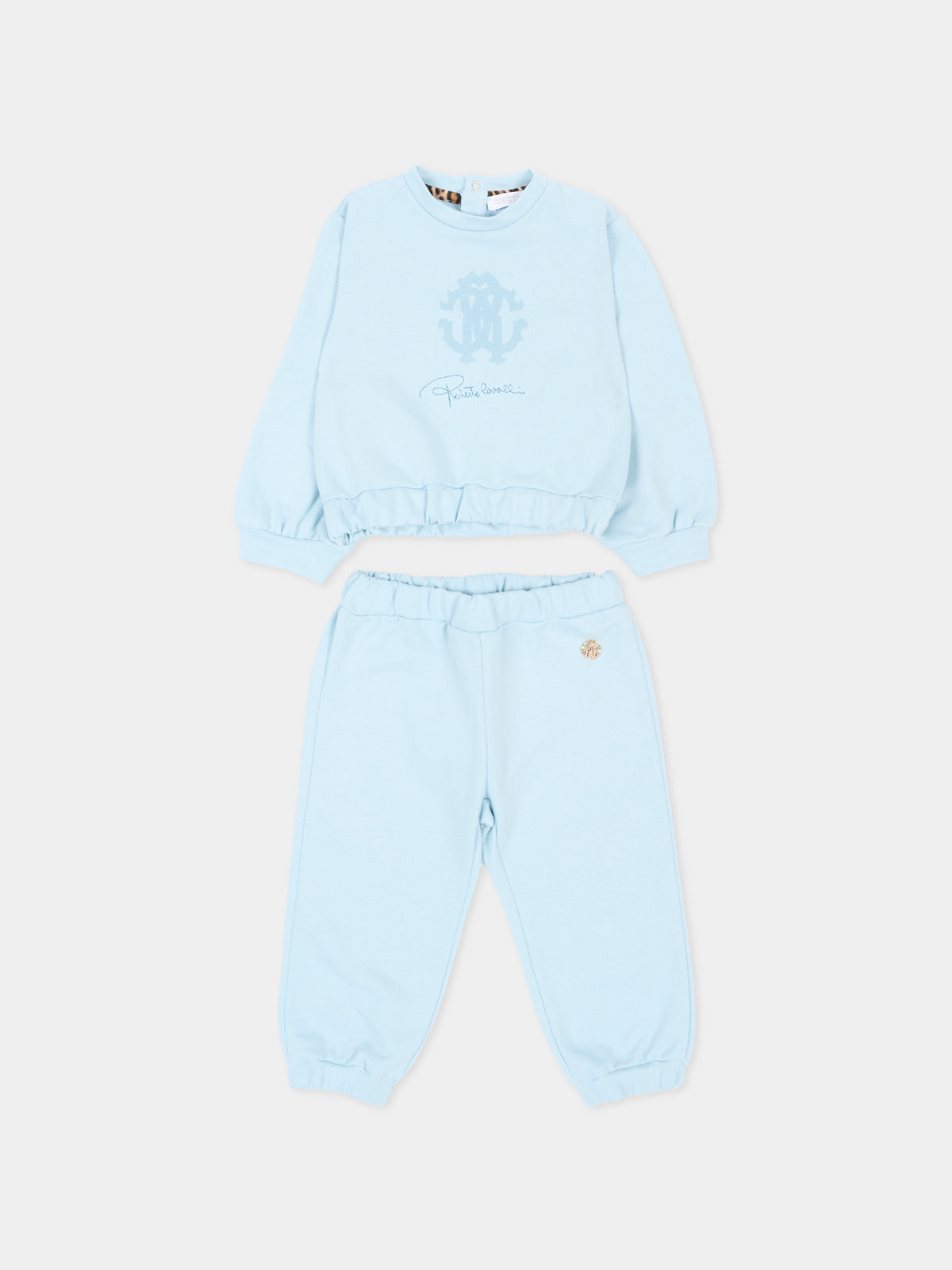 Completo sportivo lungo celeste per neonato con logo,Roberto Cavalli Kids,CIA26034CF SKYRIDE/SK