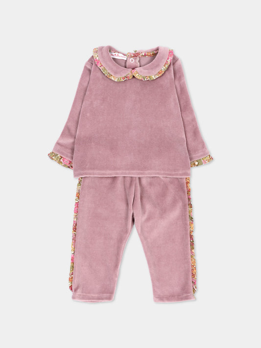 Completo nascita viola per neonata con dettagli Liberty,Pesciolino Rosso,TUTINA SPCN S 263