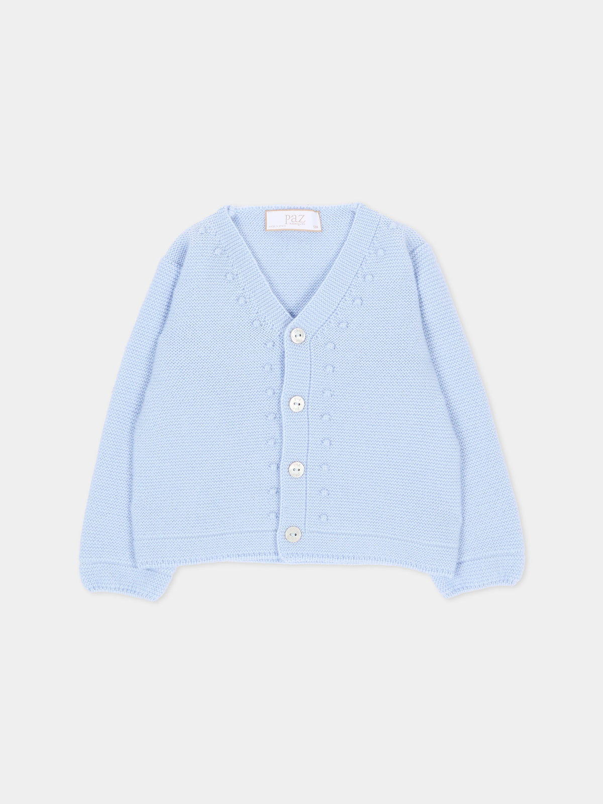 Cardigan celeste per neonato in maglia,Paz Rodríguez,001 111852 20 H56