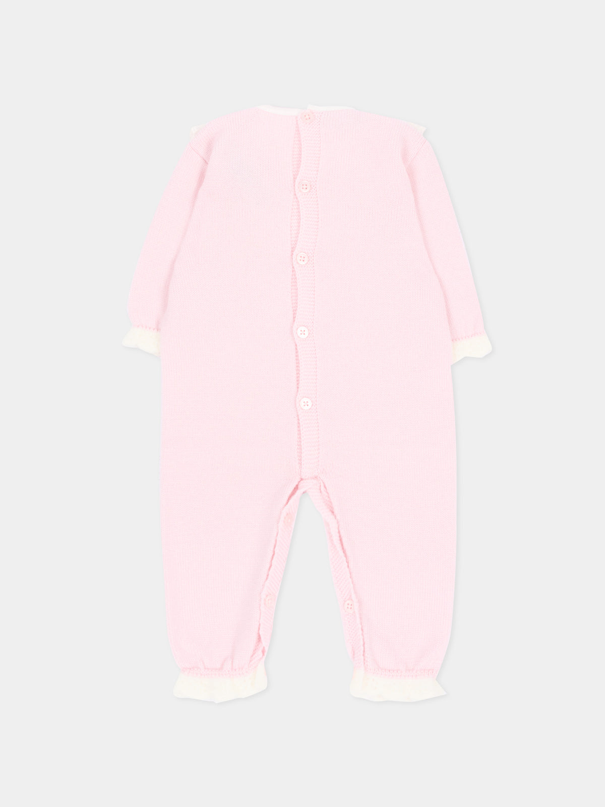 Tutina rosa in maglia per neonata con colletto,Paz Rodríguez,005 114214 3060 H56