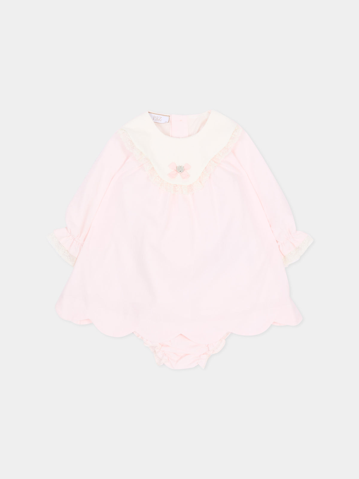 Abito elegante rosa per neonata con pizzo,Paz Rodríguez,104 154222 30 T2153