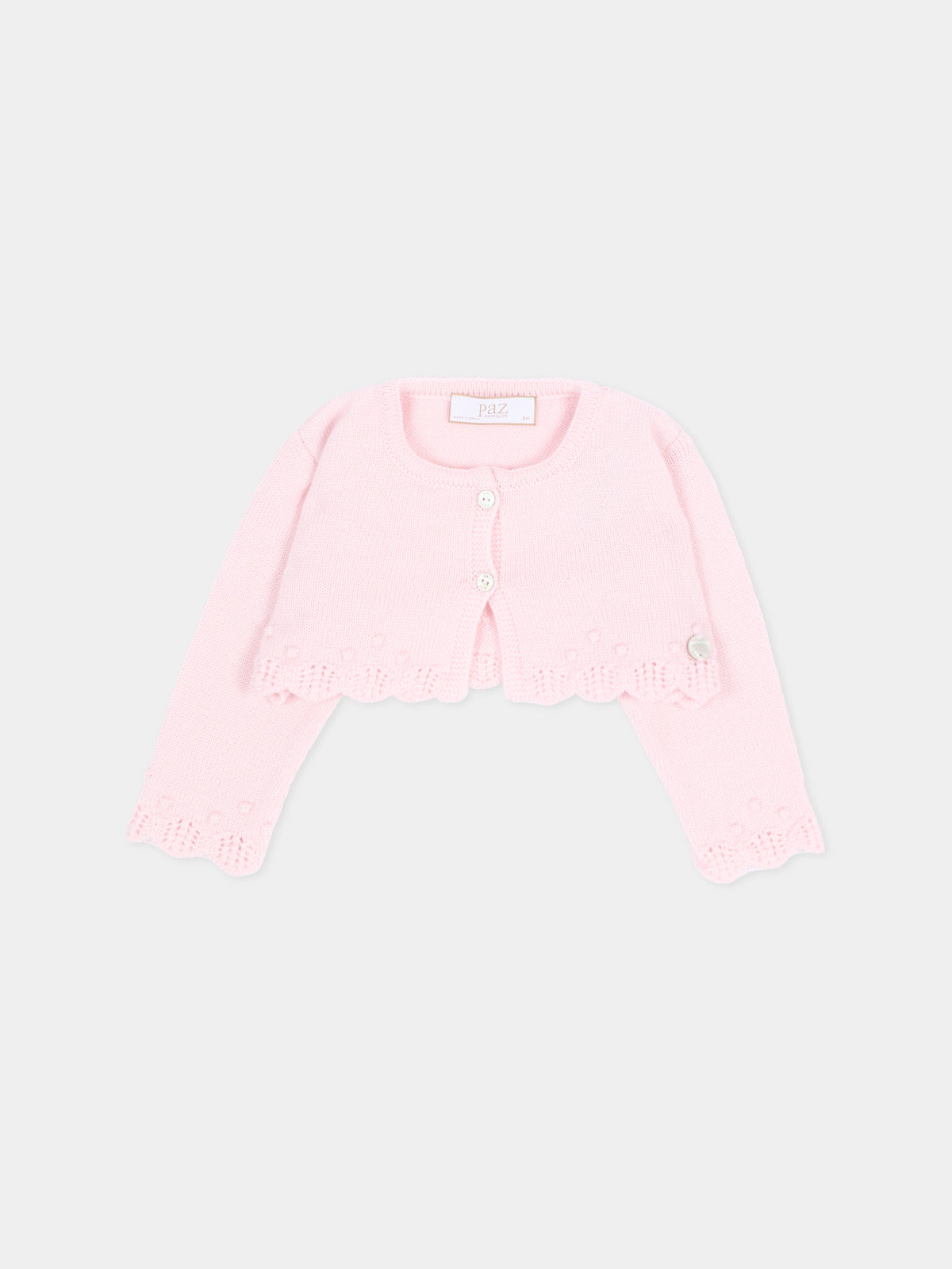 Cardigan rosa per neonata in maglia,Paz Rodríguez,001 113395 30 H56