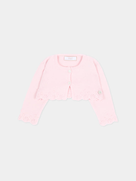 Cardigan rosa per neonata in maglia,Paz Rodríguez,001 113395 30 H56