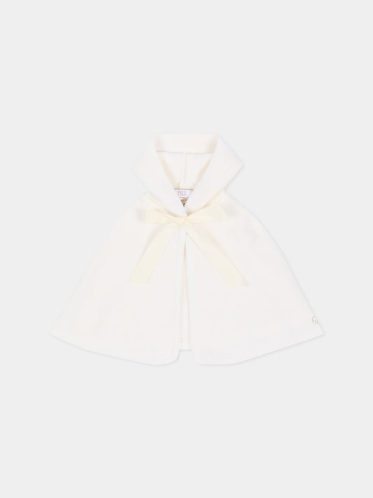 Cappa avorio in maglia per neonata con fiocco,Paz Rodríguez,019 111855 60 H56