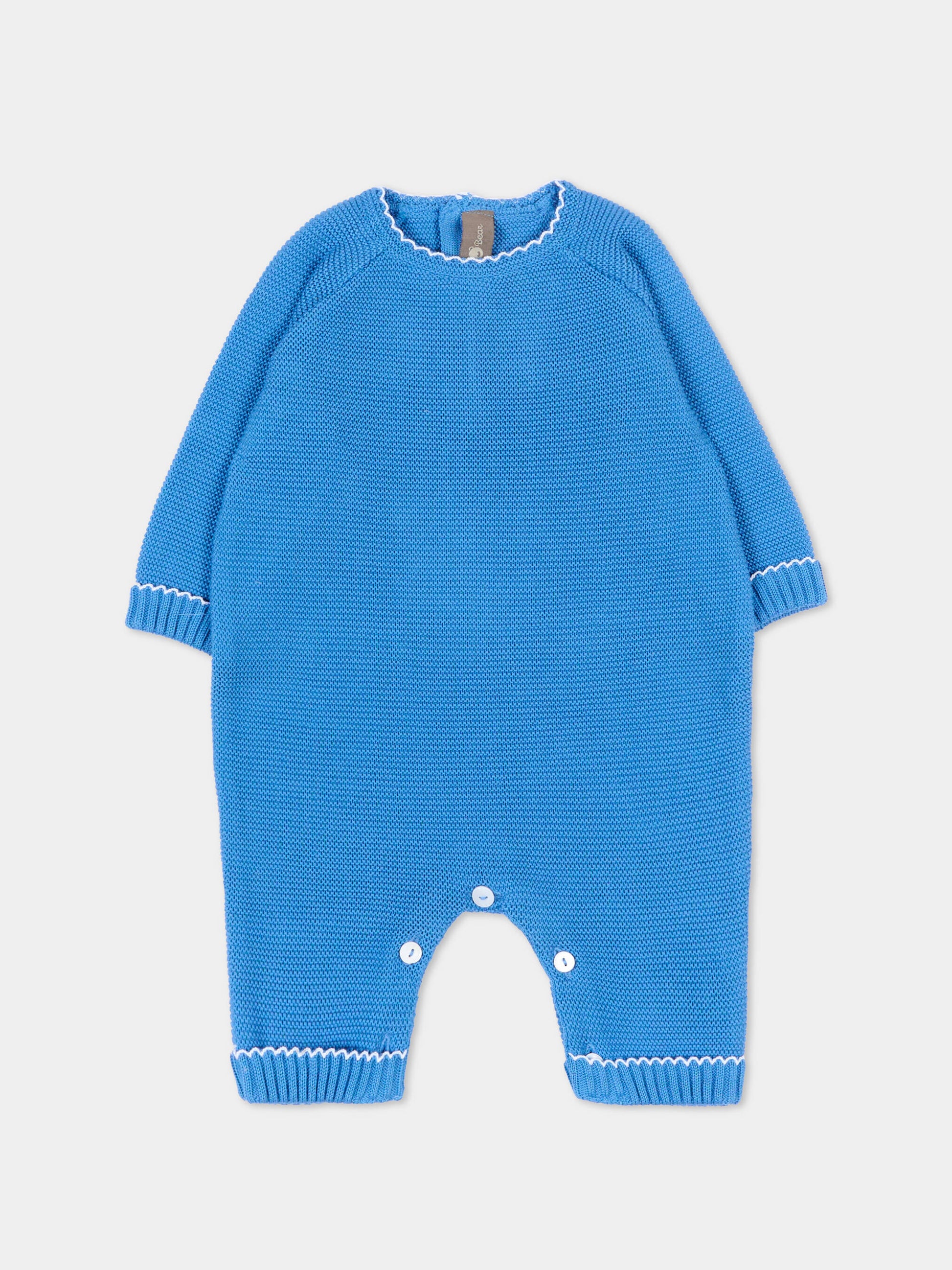Tutina azzurra per neonato in maglia,Little Bear,3103 AZZURRO/BCO