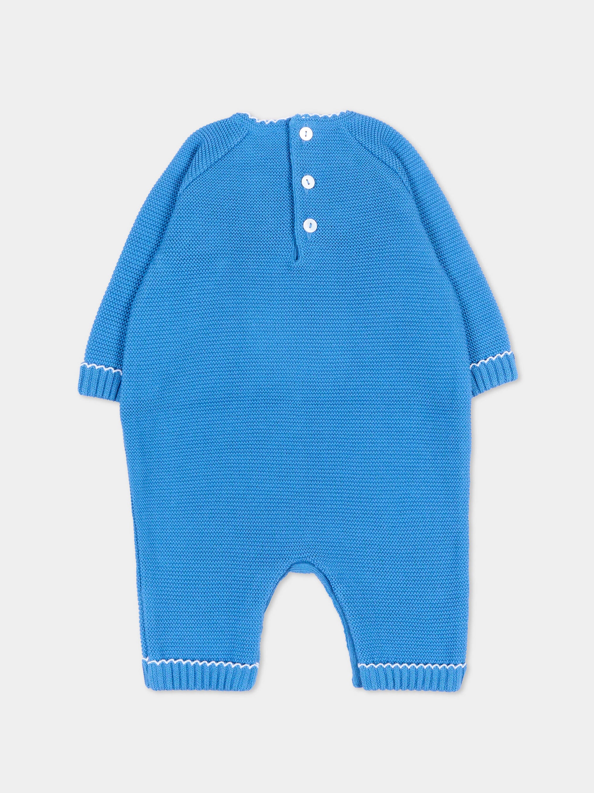 Tutina azzurra per neonato in maglia,Little Bear,3103 AZZURRO/BCO