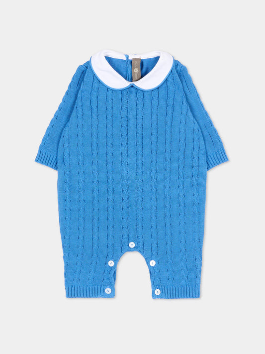 Tutina azzurra per neonato a trecce,Little Bear,3108 AZZURRO