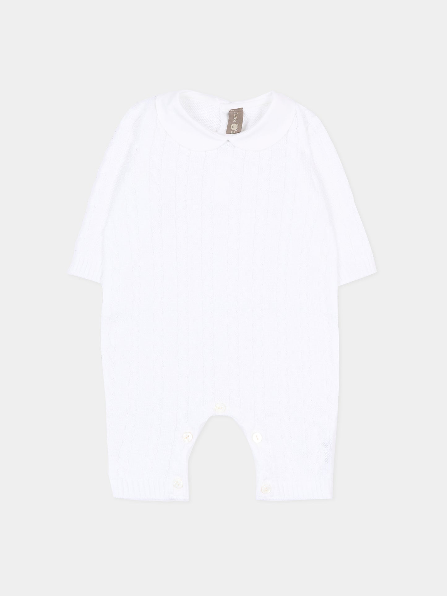 Tutina bianca per neonati a trecce,Little Bear,3108 BIANCO