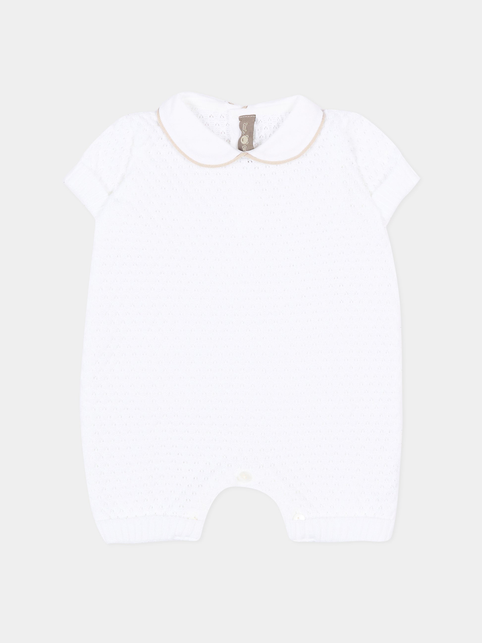 Pagliaccetto bianco per neonati traforato,Little Bear,3114 BIANCO/CORDA