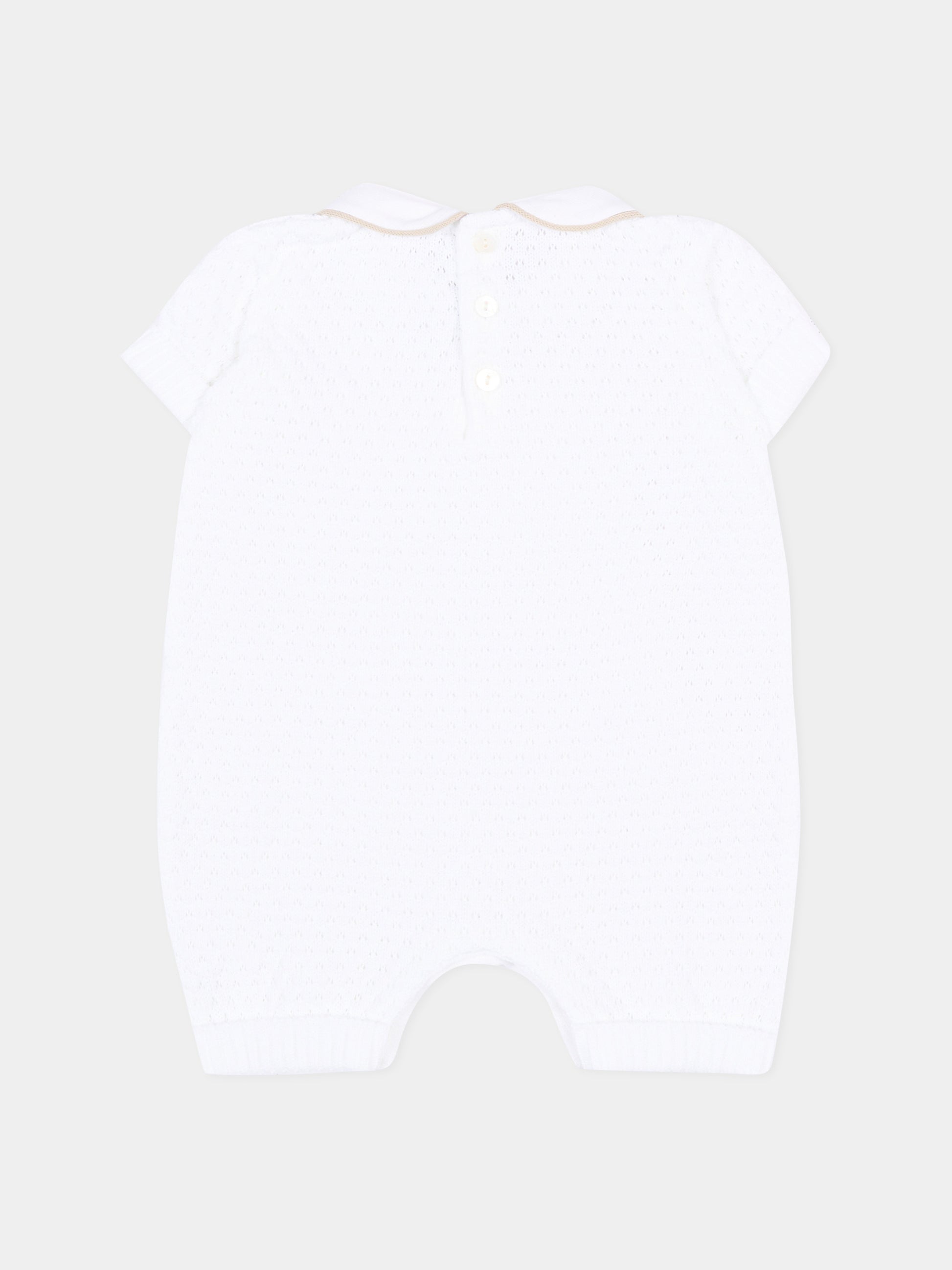 Pagliaccetto bianco per neonati traforato,Little Bear,3114 BIANCO/CORDA