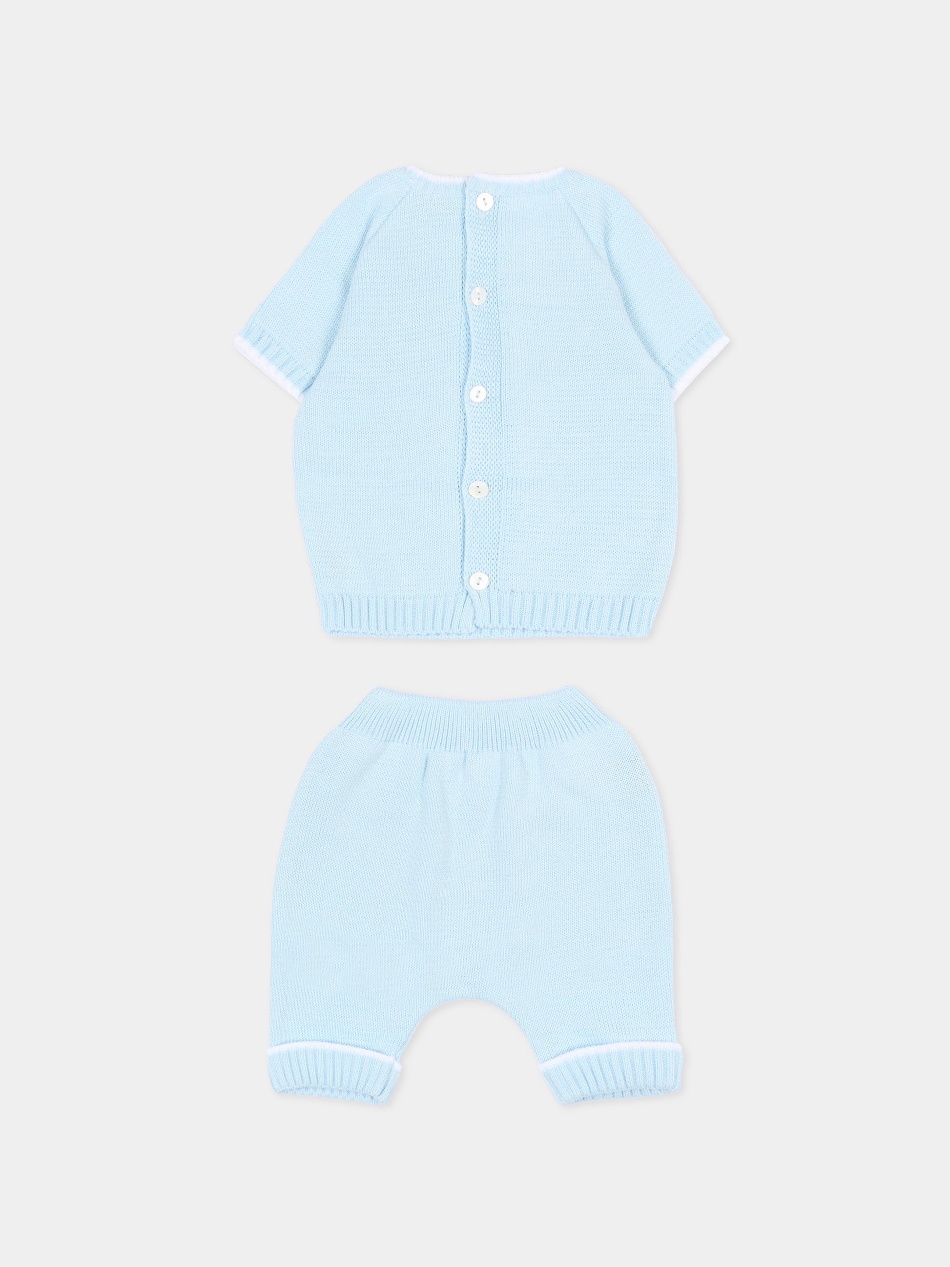 Completo nascita celeste per neonato con logo,Little Bear,3124 CIELO/BCO