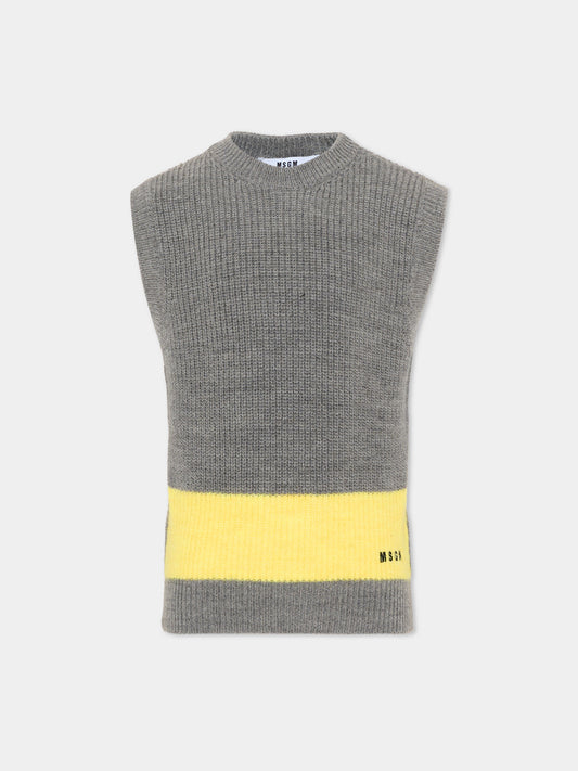 Gilet grigio per bambino con logo,Msgm Kids,F6MSJBJP230 104