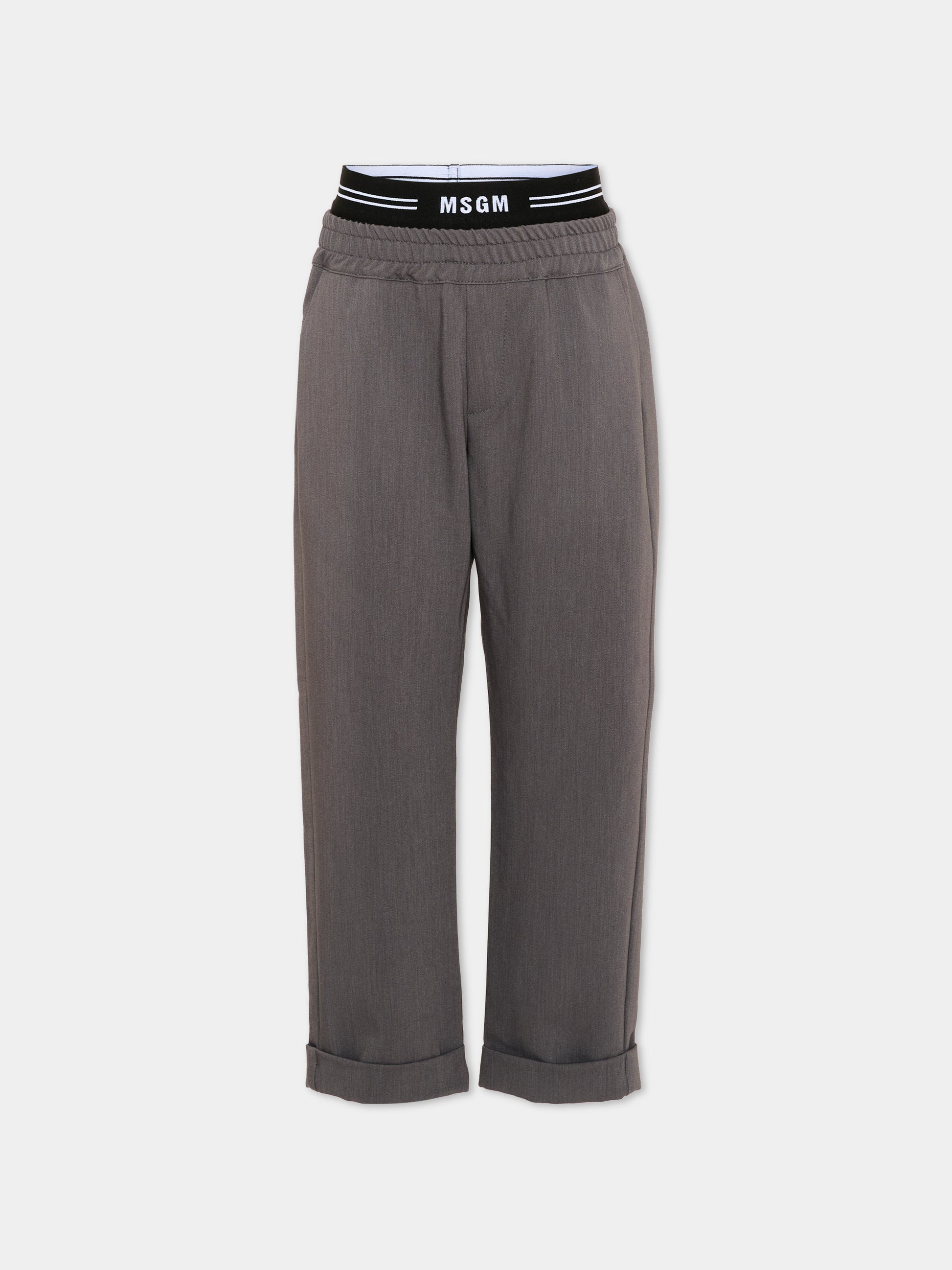 Pantalone grigio per bambino con logo,Msgm Kids,F6MSJBPA237 104