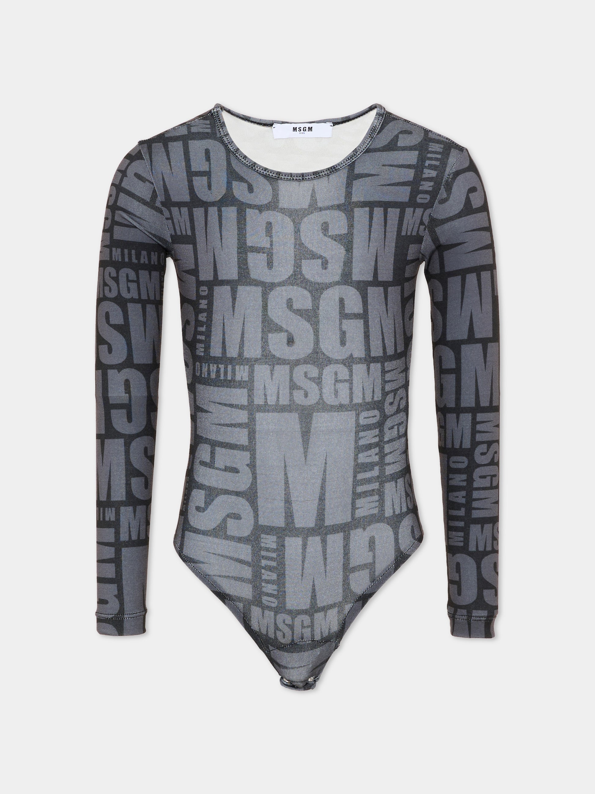 Body nero per bambina con logo,Msgm Kids,F6MSJGBD120 110