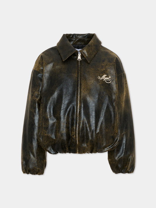 Giubbotto nero per bambina effetto vissuto,Msgm Kids,F6MSJGBO115 110