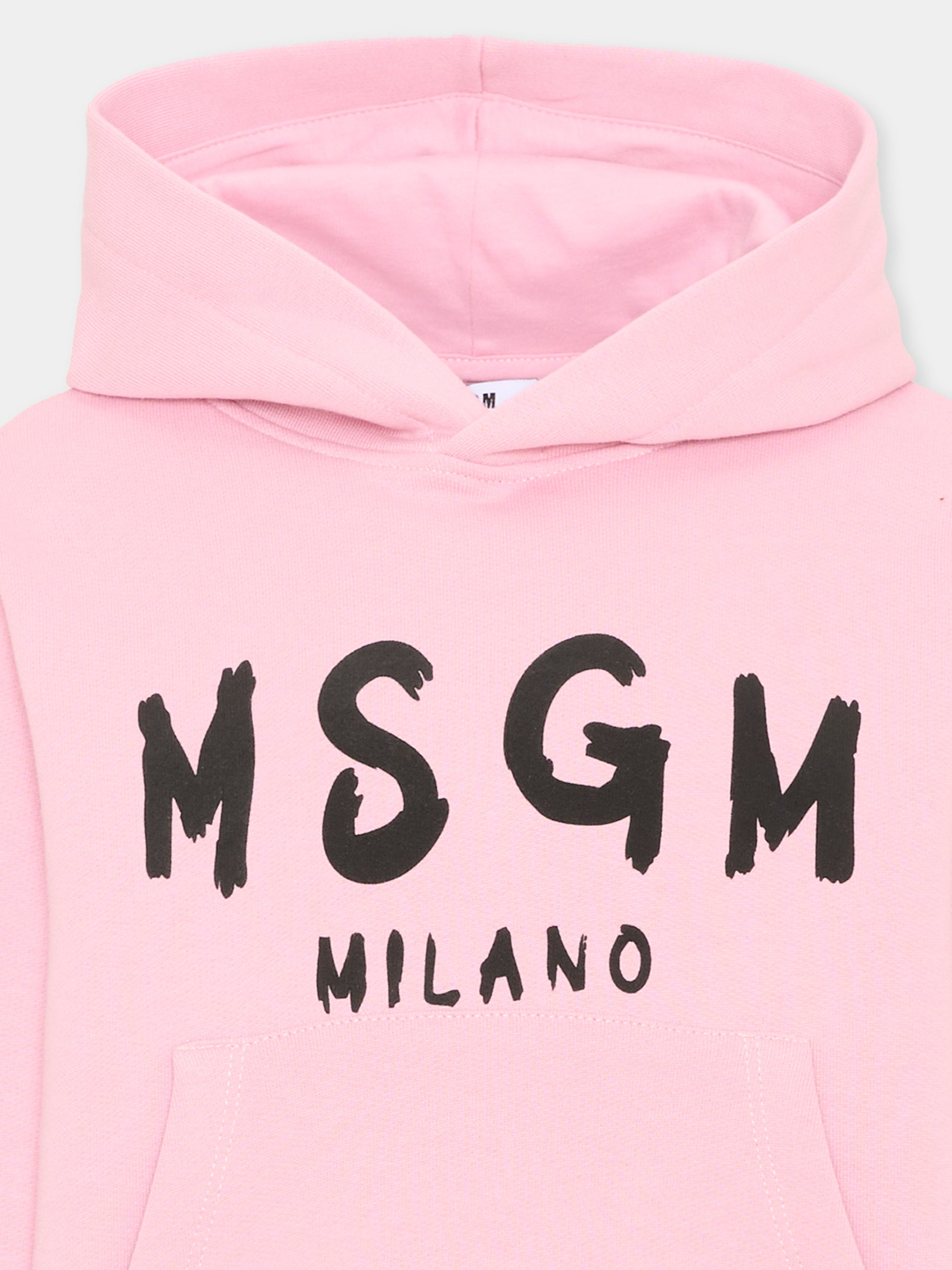 Felpa rosa per bambina con logo,Msgm Kids,F6MSJUHS011 MS090