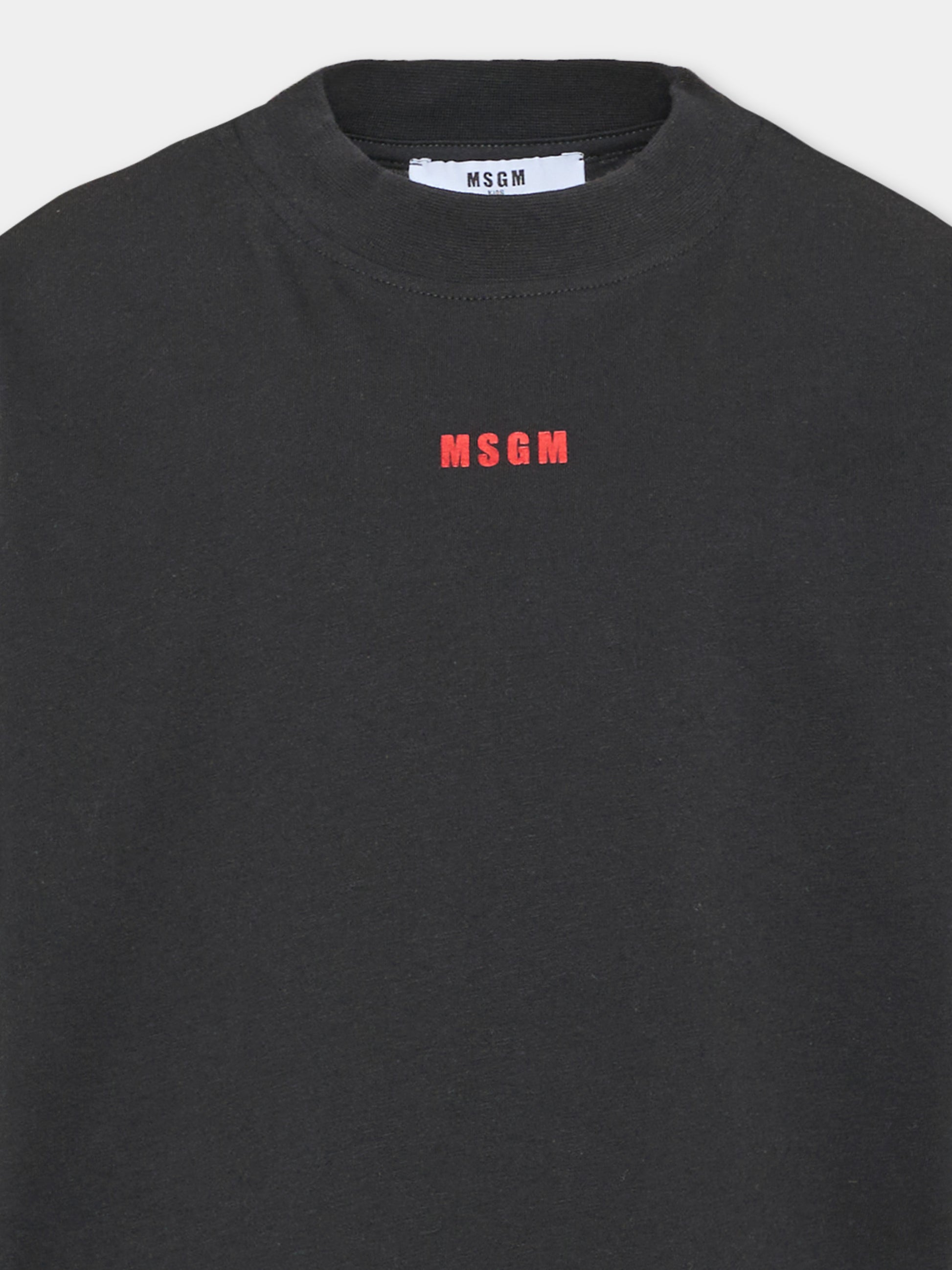 Vestito nero per bambina con logo,Msgm Kids,F6MSJGDR131 110