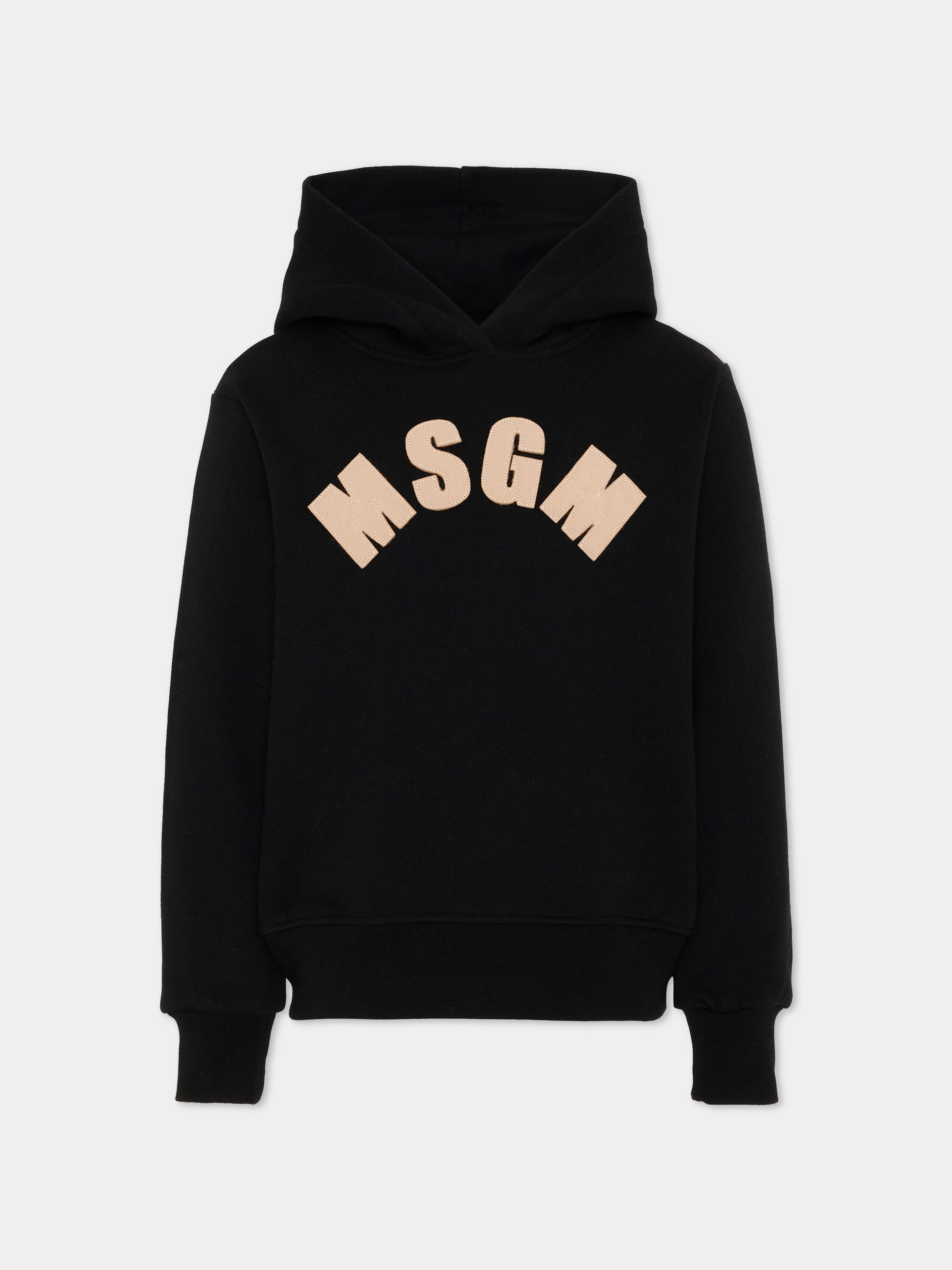 Felpa nera per bambina con logo,Msgm Kids,F6MSJGHS097 110