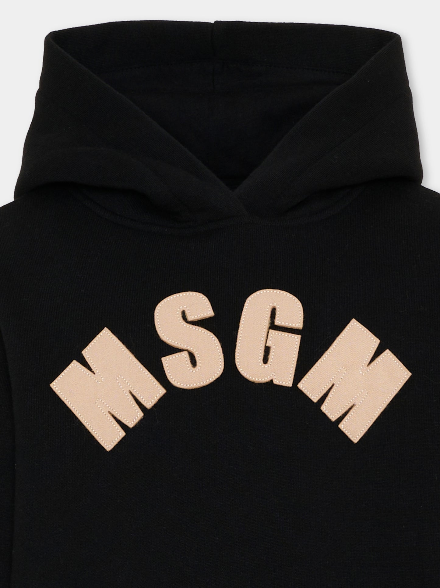 Felpa nera per bambina con logo,Msgm Kids,F6MSJGHS097 110