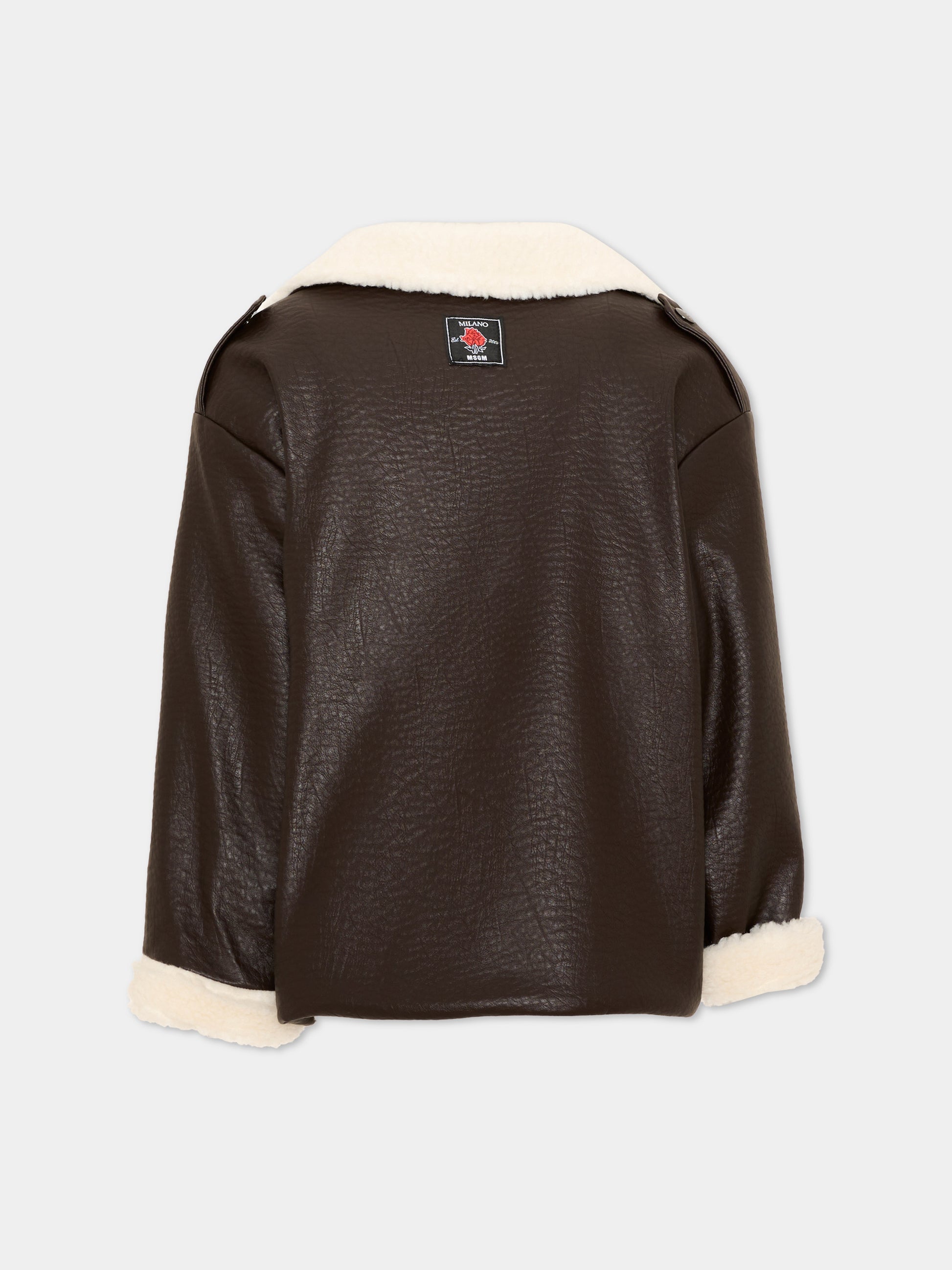 Ecopelliccia marrone per bambina,Msgm Kids,F6MSJGJK083 943