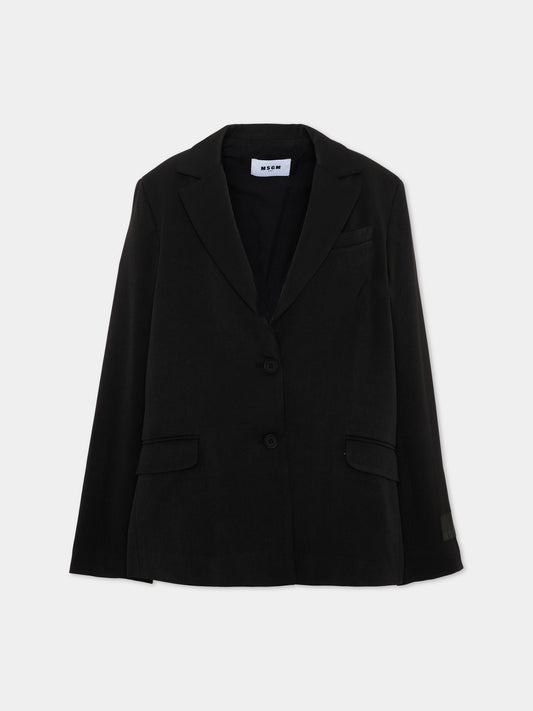 Giacca nera per bambina con logo,Msgm Kids,F6MSJGJK100 110