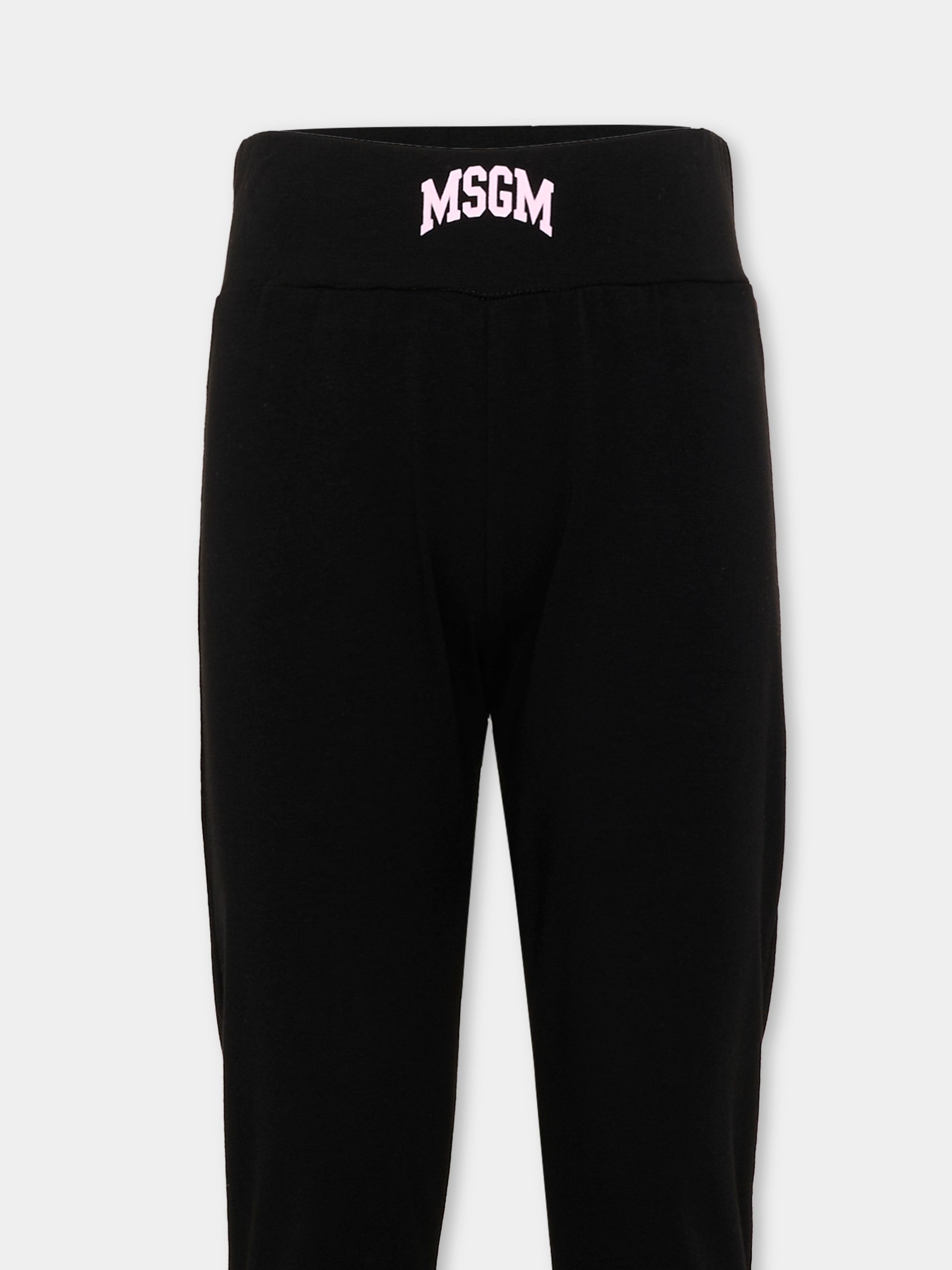 Leggings nero per bambina con logo,Msgm Kids,F6MSJGLG031 MS092