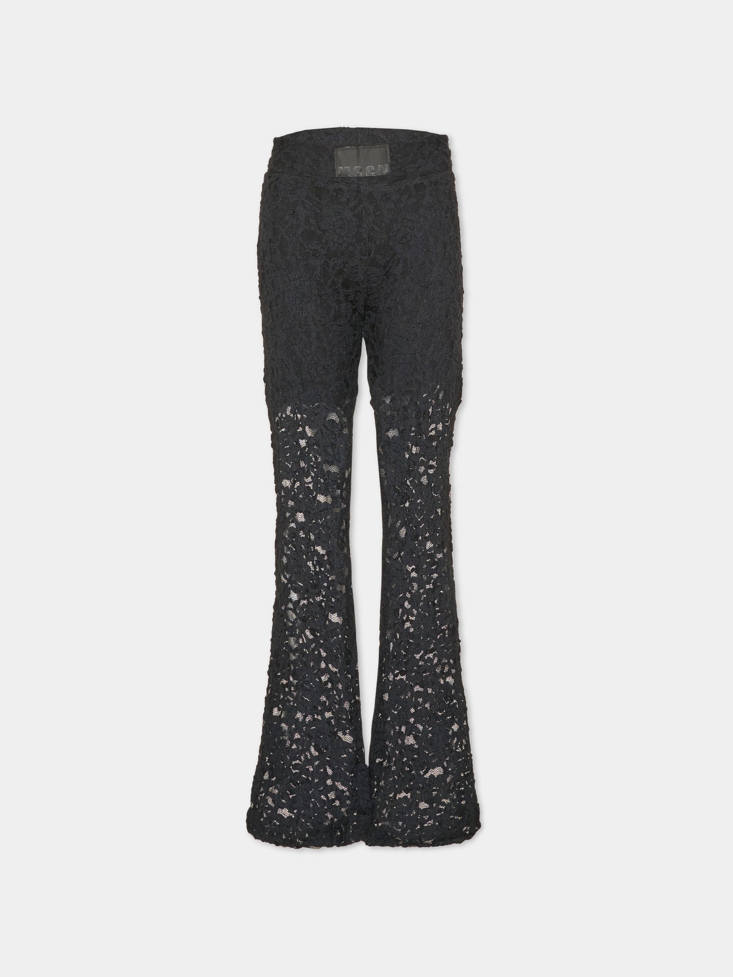 Pantalone nero per bambina in pizzo,Msgm Kids,F6MSJGLG130 110