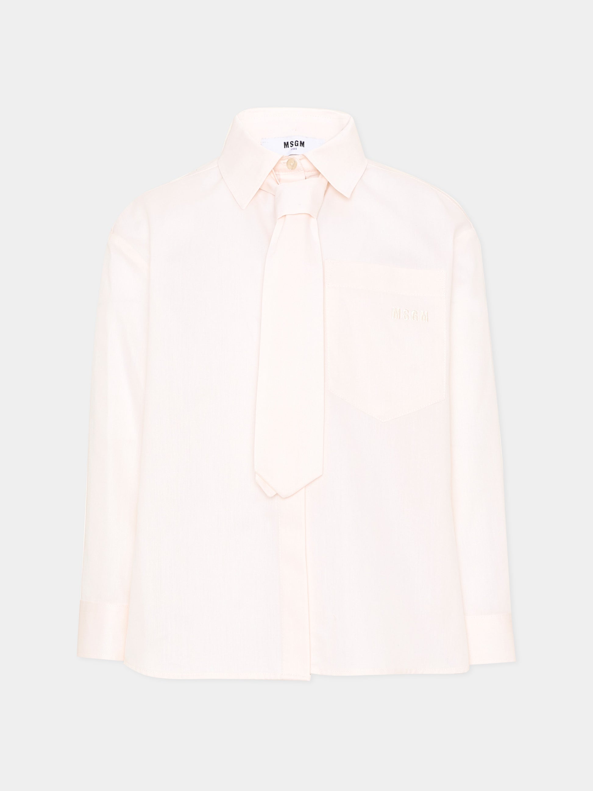 Camicia avorio con cravatta per bambina,Msgm Kids,F6MSJGSI114 013