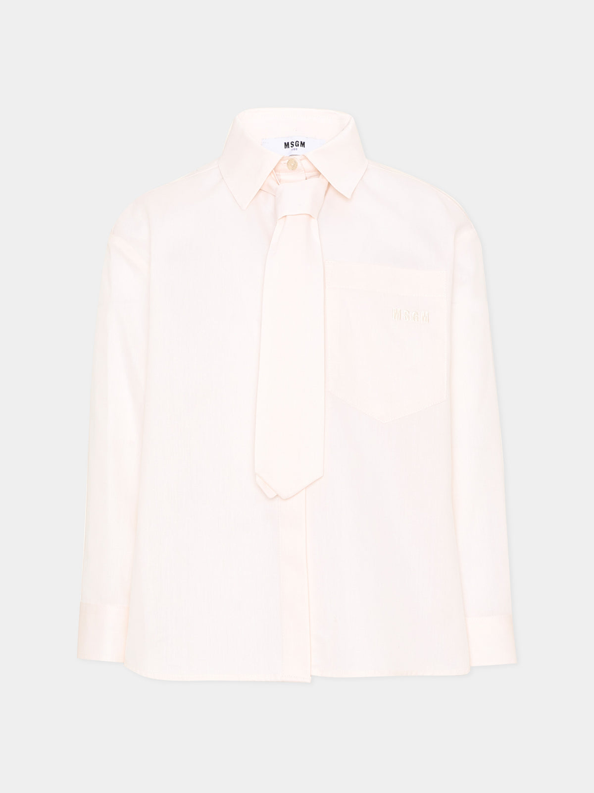 Camicia rosa con cravatta per bambina,Msgm Kids,F6MSJGSI114 013