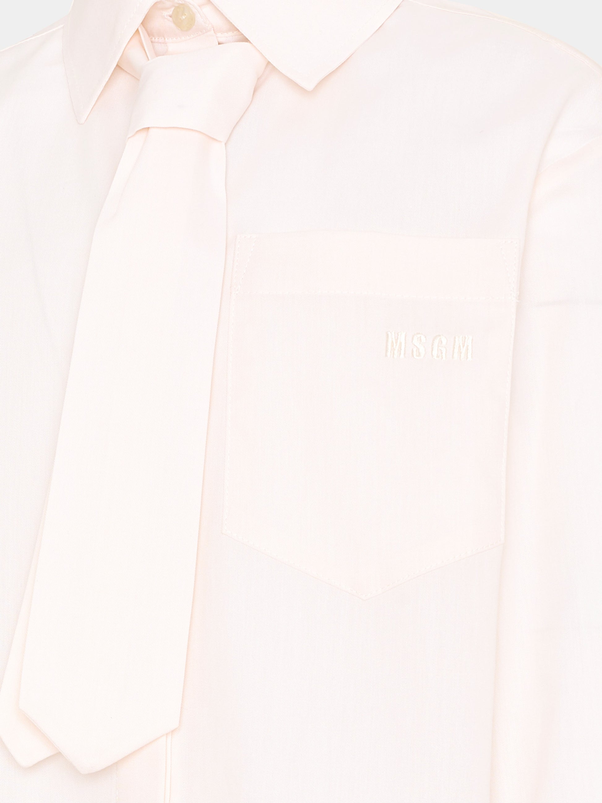 Camicia avorio con cravatta per bambina,Msgm Kids,F6MSJGSI114 013