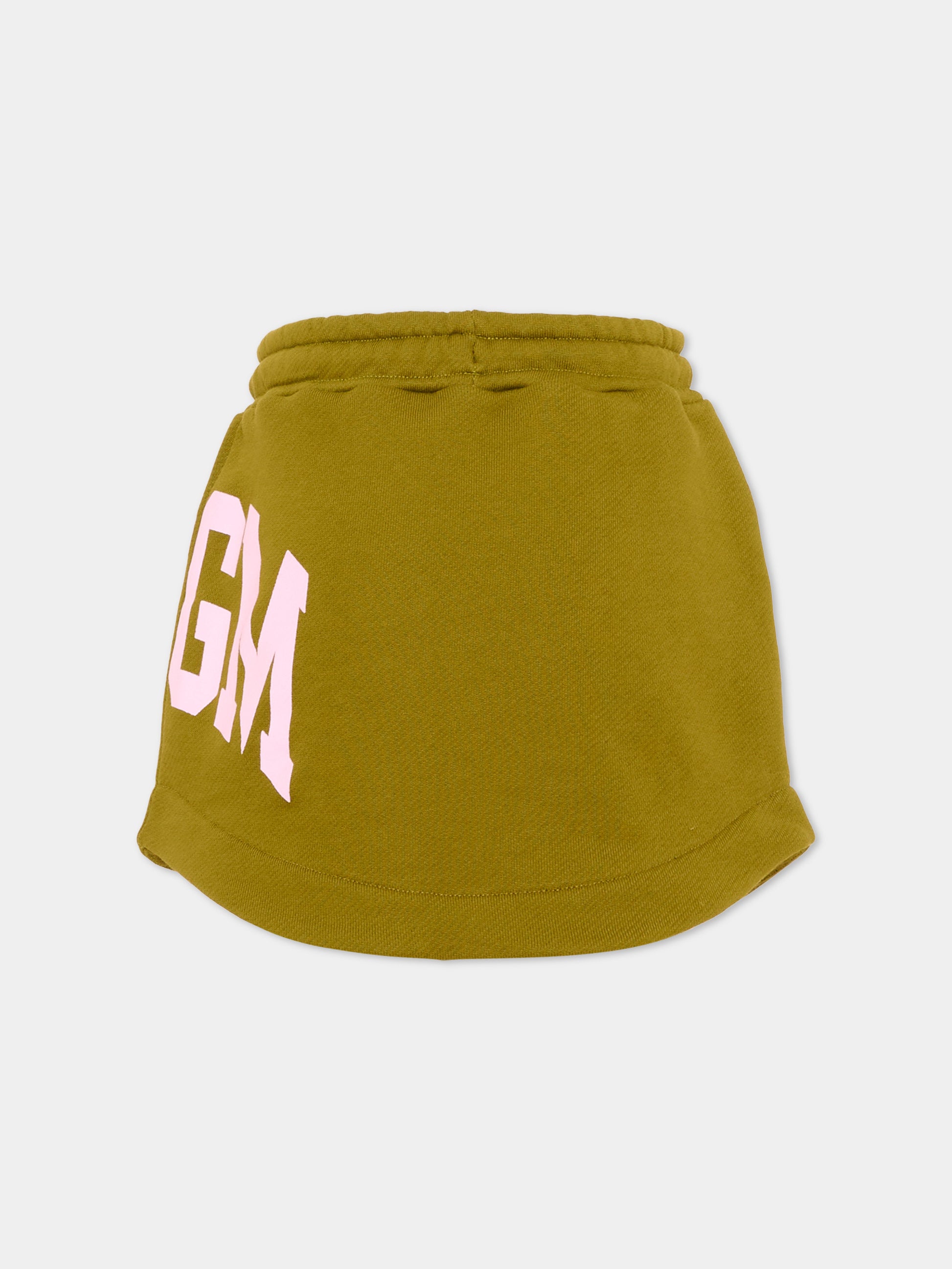 Gonna verde per bambina con logo,Msgm Kids,F6MSJGSK033 MS089