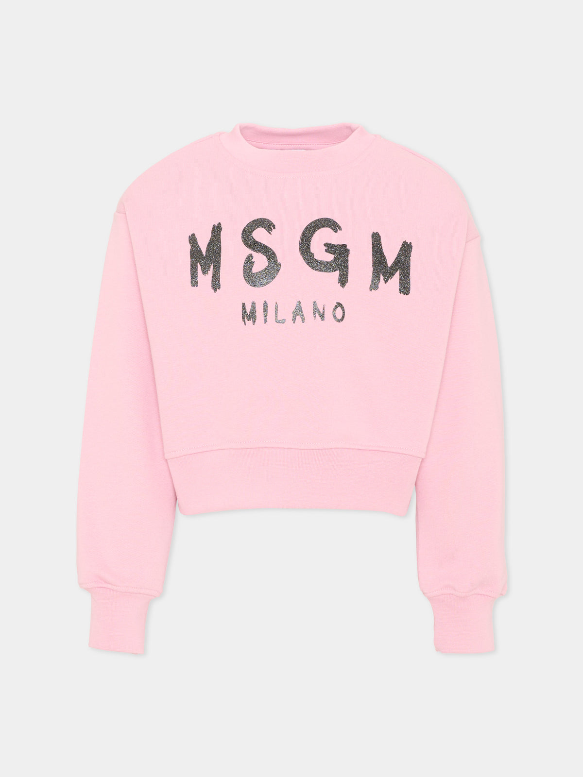 Felpa rosa per bambina con logo,Msgm Kids,F6MSJGSW047 MS090