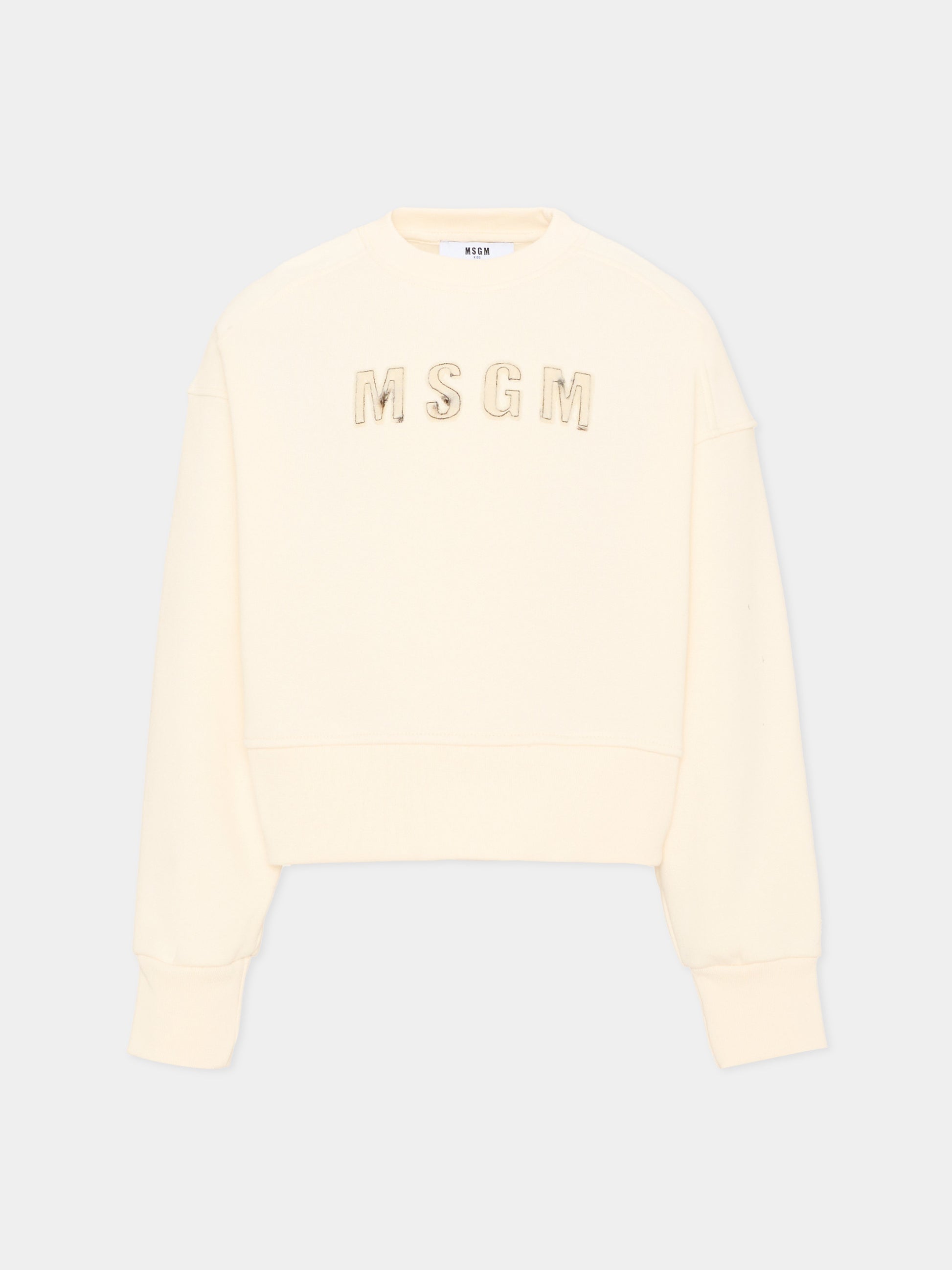 Felpa girocollo avorio per bambina,Msgm Kids,F6MSJGSW068 013