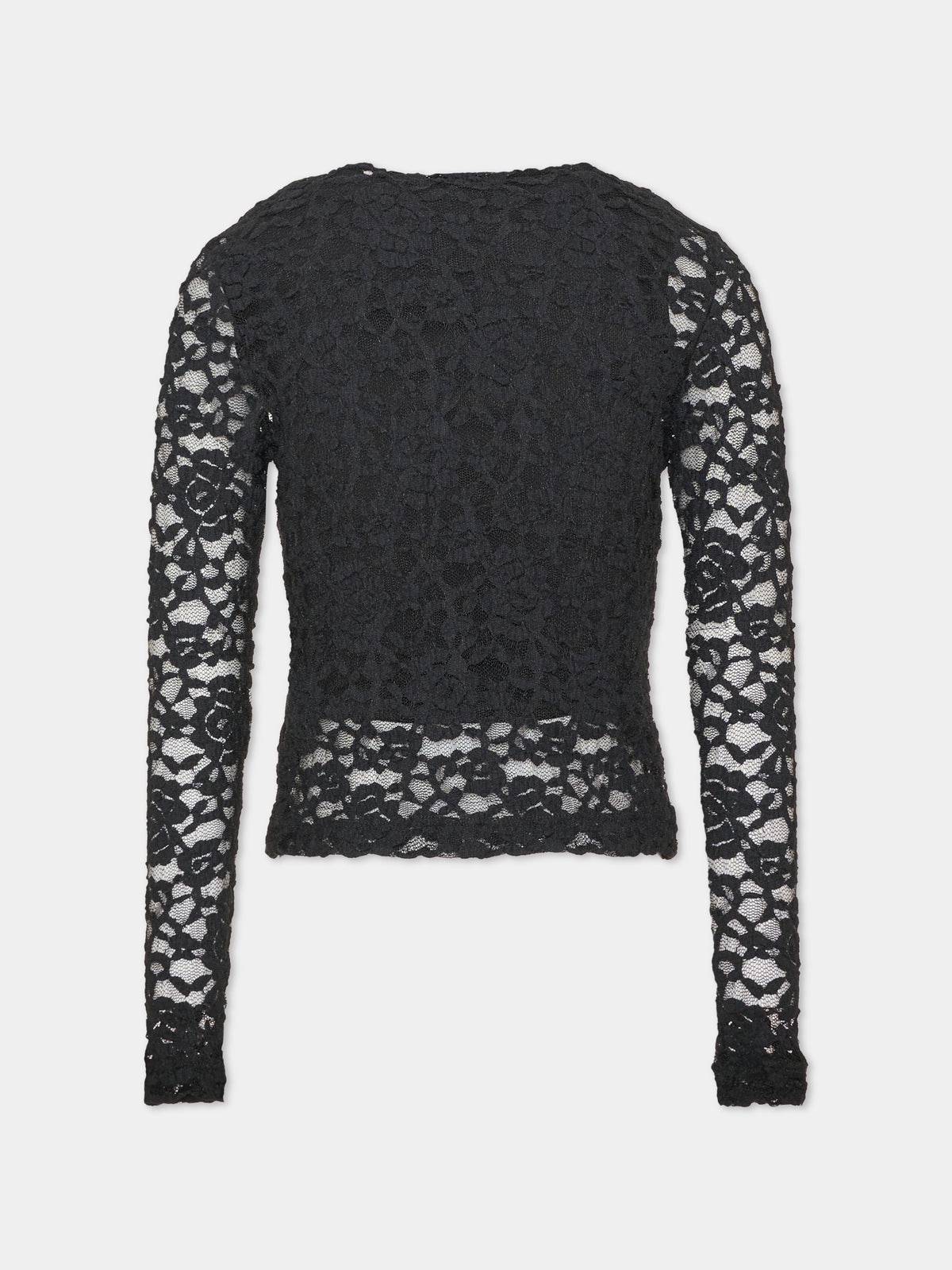 T-shirt a manica lunga nera per bambina in pizzo,Msgm Kids,F6MSJGTH132 110