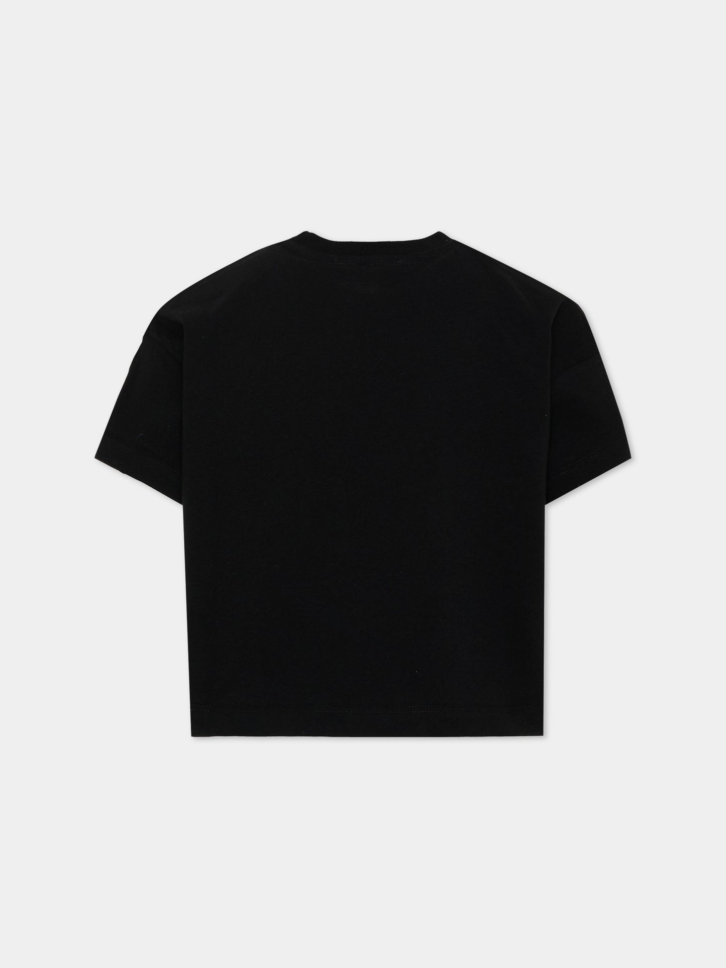 T-shirt nera per bambina con logo,Msgm Kids,F6MSJGTH209 110