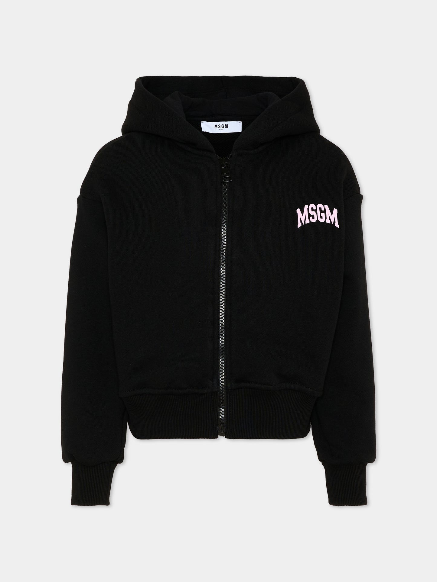 Felpa nera per bambina con logo,Msgm Kids,F6MSJGZH032 110