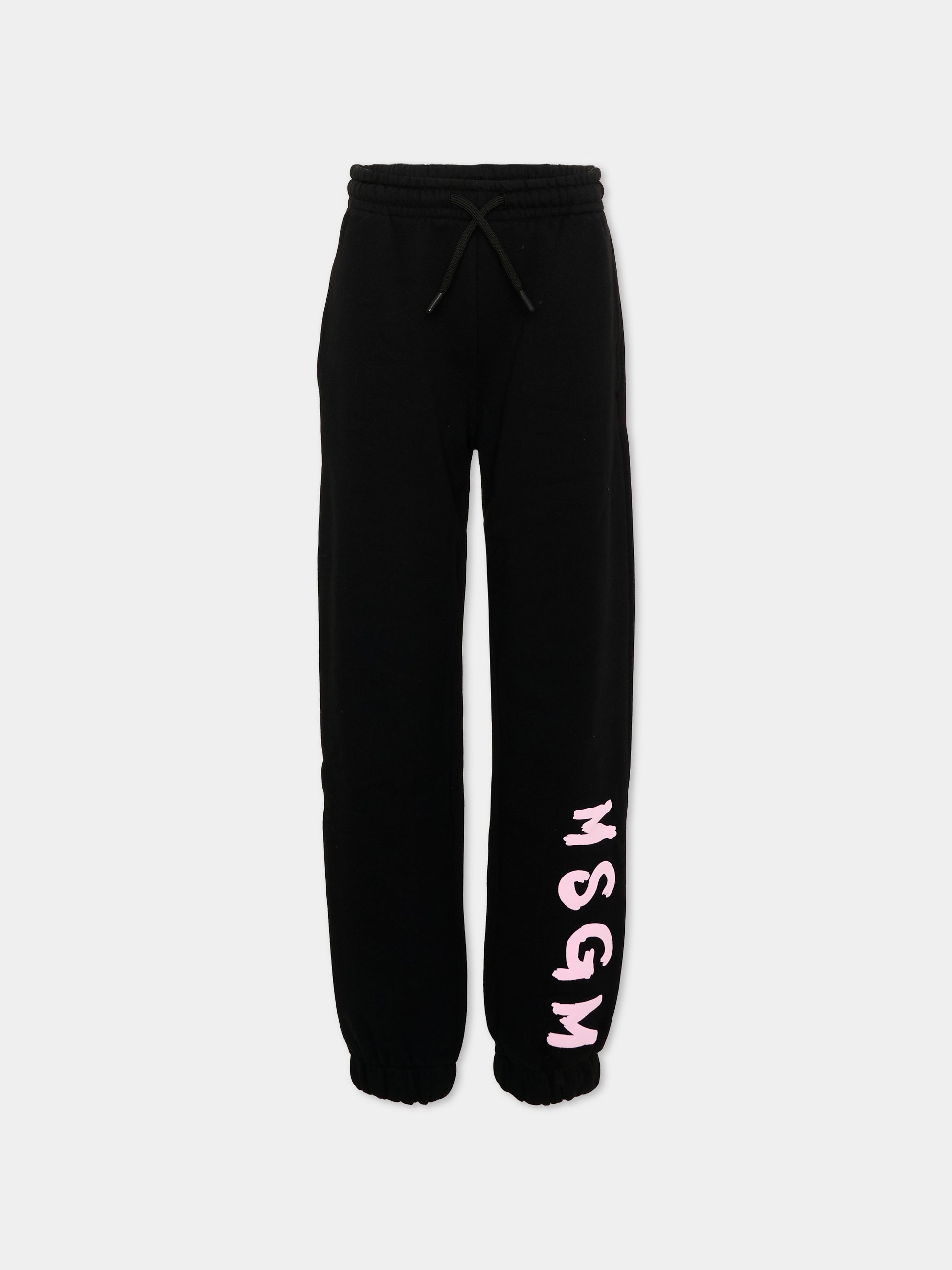 Pantalone nero per bambina con logo,Msgm Kids,F6MSJUFP013 MS092