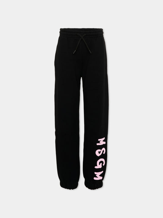 Pantalone nero per bambina con logo,Msgm Kids,F6MSJUFP013 MS092