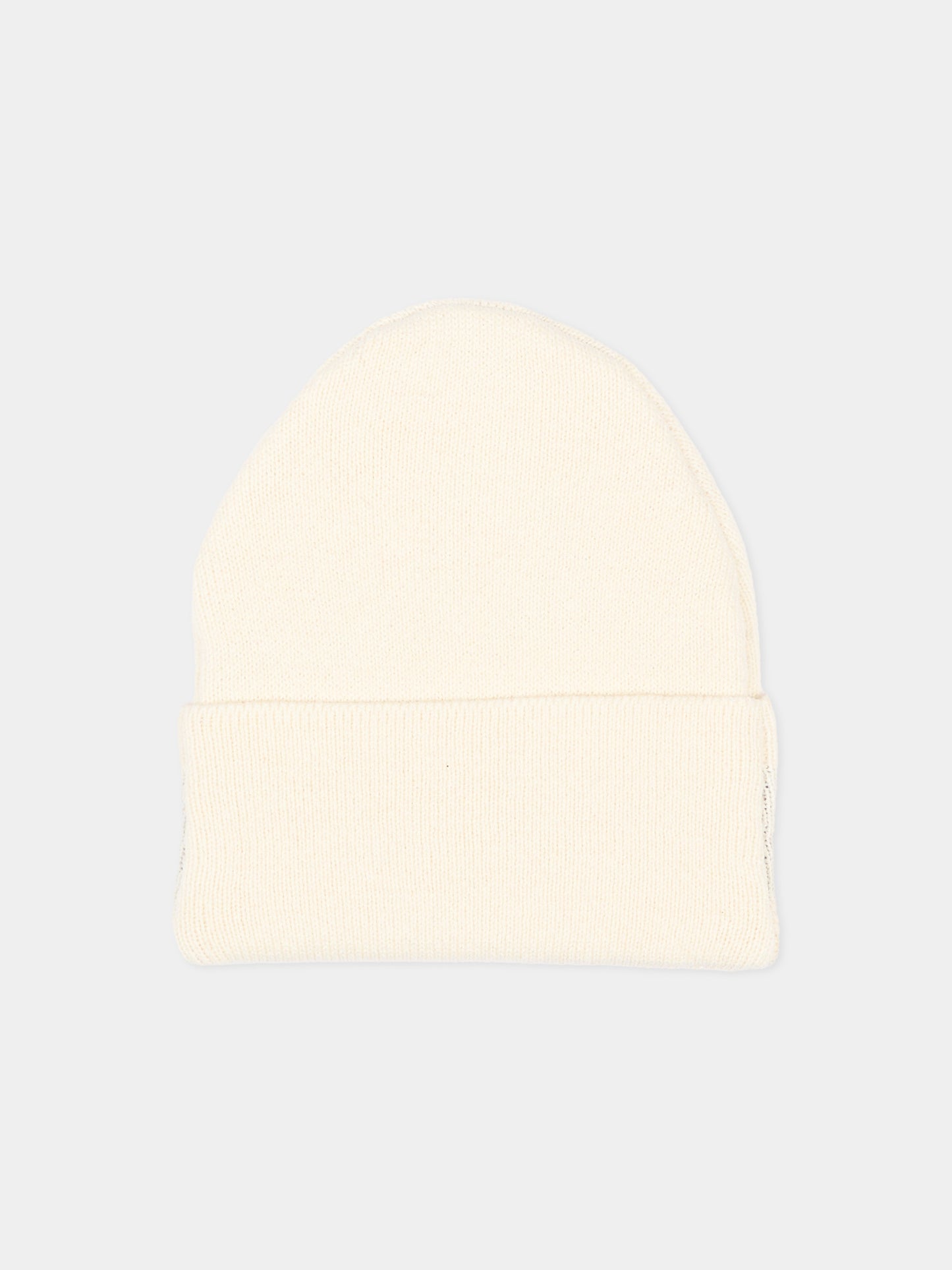 Berretto avorio per bambini con logo,Msgm Kids,F6MSJUHT029 013